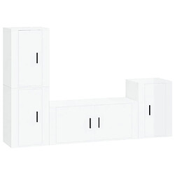 vidaXL Ensemble de meubles TV 4 pcs Blanc brillant Bois d'ingénierie