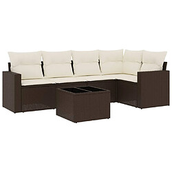 vidaXL Salon de jardin avec coussins 6 pcs marron résine tressée