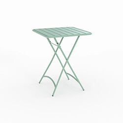 Rendez Vous Deco Table de jardin pliante Yumi en métal vert clair 2 personnes