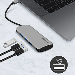 Hub USB-C 6 en 1 3x USB 1x USB-C Power Delivery 100W Entrée SD Micro-SD Swissten pas cher