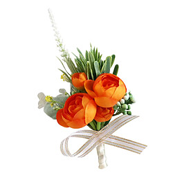 Fleurs De Thé Artificielles Corsages Boutonnière Pour Faveur De Mariage Orange