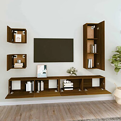 Avis Maison Chic Ensemble de meubles TV 5 pcs | Banc TV Moderne pour salon | Meuble de Rangement - Chêne marron Bois d'ingénierie -MN73477