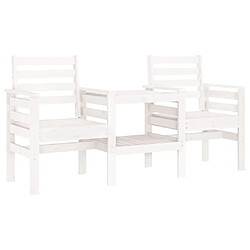 Maison Chic Banc de jardin 2 places | Banquette de jardin avec table | Chaise Relax blanc bois massif de pin -MN73623