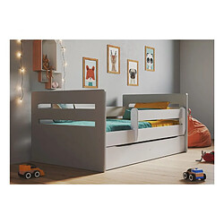 Lit Tomi mix gris tiroir et matelas inclus 140/80