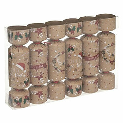 Lot de 6 Crackers de Noël Déco Kraft 21cm Naturel