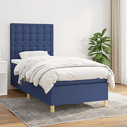 Maison Chic Lit adulte- Lit + matelas,Sommier à lattes de lit avec matelas Bleu 90x200 cm Tissu -GKD83625