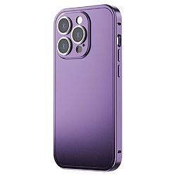 Coque avec cadre en alliage d'aluminium cadre anti-chute, mat, boucle à pression pour votre iPhone 14 Pro Max - violet