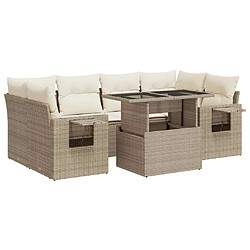 vidaXL Salon de jardin avec coussins 7 pcs beige résine tressée