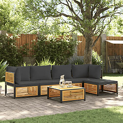 vidaXL Salon de jardin avec coussins 6 pcs bois d'acacia solide