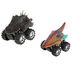 2 Pièces Divers Dinosaures Figurine Véhicule de Voiture Jouets pour Enfants - 7 x 5 x 6 cm