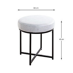 Acheter Mes Tabouret rond 42x45 cm en PU gris clair et métal noir