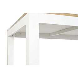 Acheter Pegane Table à manger, table de repas rectangulaire en bois d'acacia naturel et métal blanc - longueur 200 x profondeur 100 x hauteur 80 cm