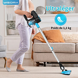 KILISKY Aspirateur Balai sans Fil , Ultra léger, 17 Kpa d'Aspiration,Sans Sac, Avec Support Mural, 40 Minutes,pour Tapis et Sols Durs