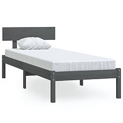 vidaXL Cadre de lit sans matelas gris bois massif 100x200 cm