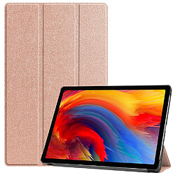 Etui en PU Réveil/Veille automatique avec support tri-pliure or rose pour votre Lenovo Pad Plus