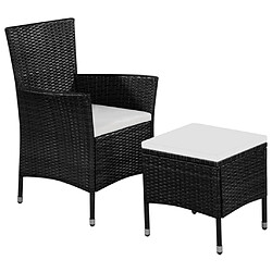 Maison Chic Chaise Relax,Fauteuil et tabouret et coussins d'extérieur Résine tressée Noir -GKD67711