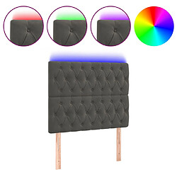 vidaXL Tête de lit à LED Gris foncé 90x7x118/128 cm Velours