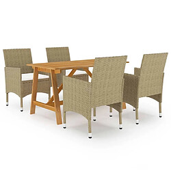 Salle à manger de jardin 5 pcs,Table et chaise à dîner Beige -MN92893