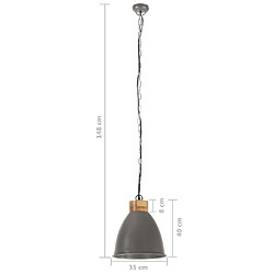 vidaXL Lampe suspendue industrielle Gris Fer et bois solide 35 cm E27 pas cher