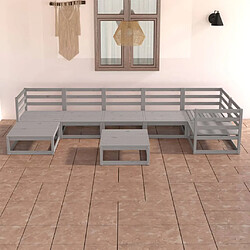 Maison Chic Salon de jardin 8 pcs - Table et chaises d'extérieur - Mobilier/Meubles de jardin Moderne gris bois de pin massif -MN78333