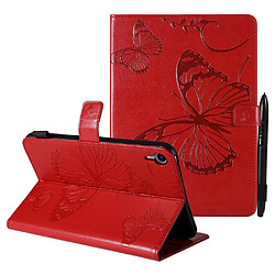 Etui en PU motif papillon avec support magnétique rouge pour votre iPad mini (2021)