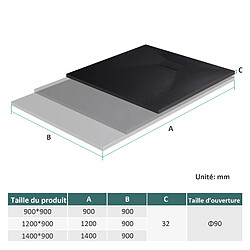 EMKE Receveur de douche receveur de douche plat antidérapant SMC receveur de douche à découper, 90x90cm | Noire pas cher