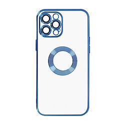 Avizar Coque iPhone 13 Pro Souple Bloc Caméra Couvert Transparent Contour Bleu Chromé