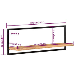 vidaXL Étagères murales 2 pcs 100x24x35 cm Bois d'acacia et acier pas cher