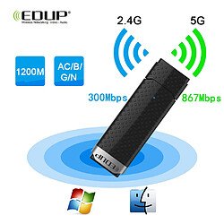 Adaptateur Wi-Fi 1200 Mbps double bande (5 GHz et 2,4 GHz) Carte réseau USB