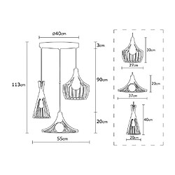 Acheter Vente-Unique Lustre en métal cuivré - 3 abat-jours - L. 55 x H. 113 cm - Cuivré - MEZOPOTAMYA