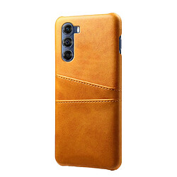 Coque en TPU + PU anti-rayures avec porte-cartes orange pour votre Motorola Edge S30