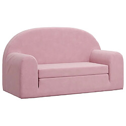 vidaXL Canapé-lit pour enfants 2 places rose peluche douce