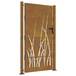 vidaXL Portail de jardin 105x180 cm acier corten conception d'herbe