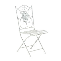 Decoshop26 Lot de 2 chaises de jardin balcon terrasse design rustique pliable en métal blanc vieilli 10_0002873