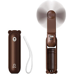 Avis (Marron) Ventilateur de poche JISULIFE avec Powerbank de 4800 mAh Autonomie Maximale de 46 Heures, Ventilateur de Poche Portable à Piles ou Alimenté par USB F