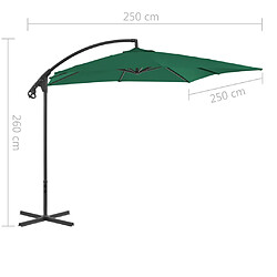 vidaXL Parasol de jardin en porte-à-faux avec mât en acier vert pas cher