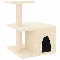 vidaXL Arbre à chat avec griffoirs en sisal crème 48 cm