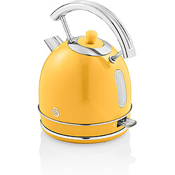 Retro Bouilloire, 1,8 L, Acier Inoxydable sans BPA, Résistance Cachée, sans Fil, 3000, Jaune, SWAN, SK14630YELN