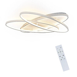 NETTLIFE Plafonnier LED Salon - 76 W Lampe de Salon 2 Anneaux Dimmable avec Télécommande Lampe Design Moderne Chambre Cuisine Lampe Blanc