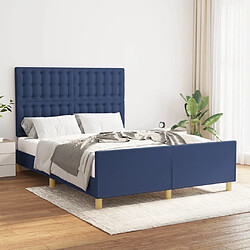 Maison Chic Lit adulte - Cadre Structure de lit avec tête de lit Contemporain Bleu 140x190 cm Tissu -MN11374