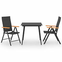 Salle à manger de jardin 3 pcs,Table et chaise à dîner Noir et marron -MN67041