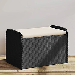 Maison Chic Banc de rangement | Meuble de rangement d'Entrée | Coffres d'Intérieur avec coussin noir 80x51x52 cm résine tressée -MN37603