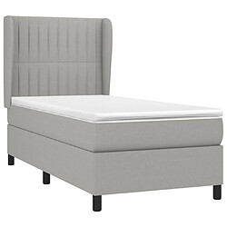 Avis Maison Chic Lit Adulte - Lit simple Lit à sommier tapissier et matelas moelleux - Meuble de Chambre - Gris clair 90x190 cm Tissu -MN63570