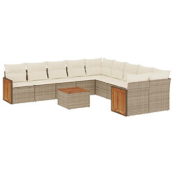 Maison Chic Salon de jardin 11 pcs avec coussins | Ensemble de Table et chaises | Mobilier d'Extérieur beige résine tressée -GKD90990