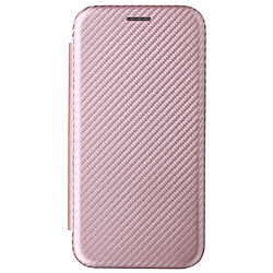 Coque en TPU + PU texture en fibre de carbone avec support or rose pour votre Xiaomi 12 Pro