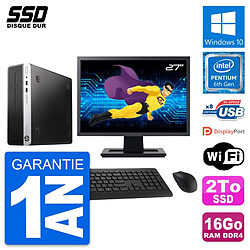 PC HP ProDesk 400 G4 SFF Ecran 27" Intel G4400 RAM 16Go SSD 2To Windows 10 Wifi - Occasion