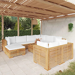 Maison Chic Salon de jardin 10 pcs + coussins - Mobilier/Meubles de jardin - Table et chaises d'extérieur Bois de teck solide -MN26501