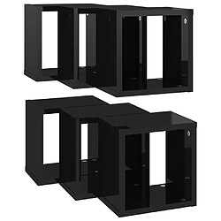 Acheter vidaXL Étagères cube murales 6 pcs noir brillant 22x15x22 cm