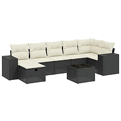 Maison Chic Ensemble Tables et chaises d'extérieur 8 pcs avec coussins,Salon de jardin noir résine tressée -GKD853188