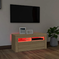 Acheter vidaXL Meuble TV avec lumières LED chêne sonoma 90x35x40 cm